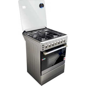 AFRA Japan 60X60cm Free Standing Gas Oven, Stainless Steel, 4 Gas Burners, Mechanical Timer, Large Capacity Oven, Glass Top Lid, Rotisserie, G-MARK, ESMA, ROHS, and CB Certified, 2 years warranty