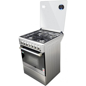 AFRA Japan 60X60cm Free Standing Gas Oven, Stainless Steel, 4 Gas Burners, Mechanical Timer, Large Capacity Oven, Glass Top Lid, Rotisserie, G-MARK, ESMA, ROHS, and CB Certified, 2 years warranty