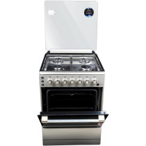 AFRA Japan 60X60cm Free Standing Gas Oven, Stainless Steel, 4 Gas Burners, Mechanical Timer, Large Capacity Oven, Glass Top Lid, Rotisserie, G-MARK, ESMA, ROHS, and CB Certified, 2 years warranty