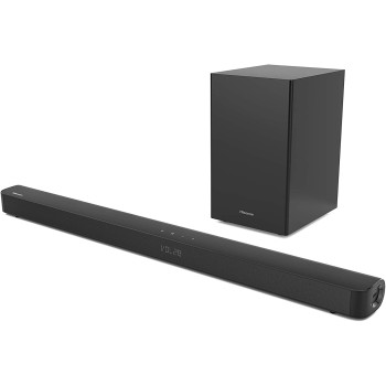 Hisense HS212F 2.1ch Sound Bar with Wireless Subwoofer, 120W, Powered by Dolby Audio, Pure Surround, Ezplay Support, Roku TV Ready, Bluetooth, HDMI ARC/Optical/AUX/USB, 3 EQ Modes, Black