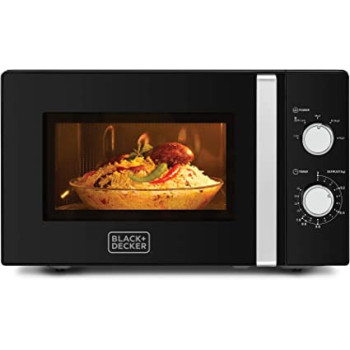 BLACK+DECKER 20L 700W Microwave Black With Chrome Finish Multiple Timer Options 5 Power Levels, 35 Min Timer, Cooking End Signal For Even Cooking/Heating, Defrost Function MZ2010P-B5 2 Years Warranty