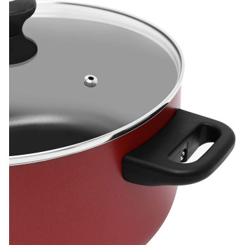 Prestige Classique 11 Piece Nonstick Cooking Surface With Glass Lid, Gas Mark 4, Red