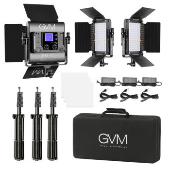 GVM 800D RGB LED Studio 3-Video Light Kit