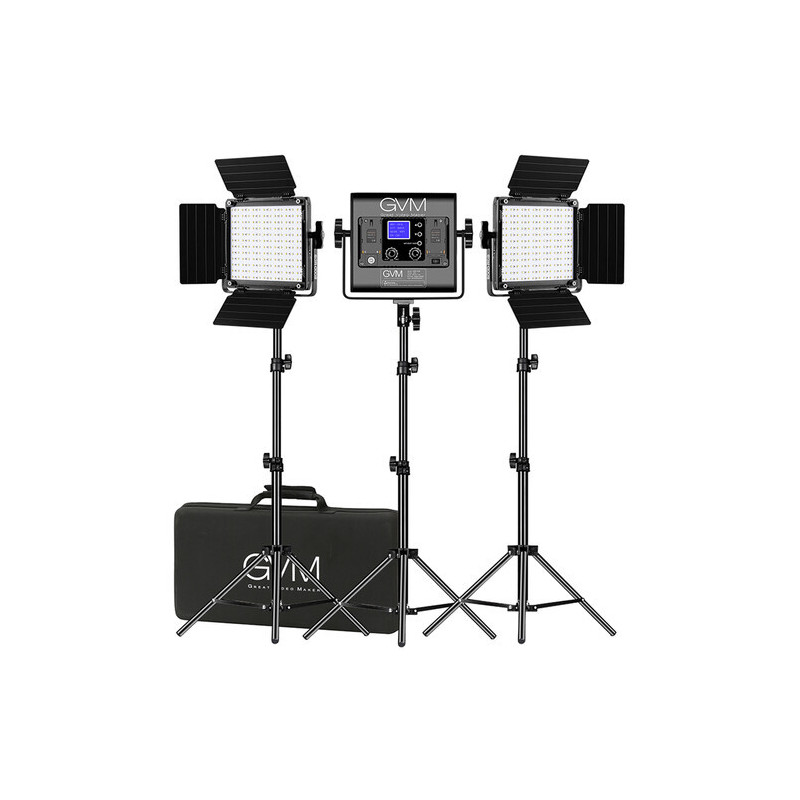GVM 800D RGB LED Studio 3-Video Light Kit