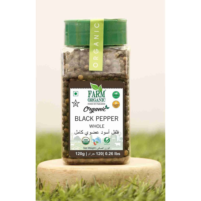 Farm Organic Gluten Free Black Pepper Whole -120g