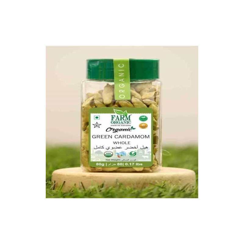Farm Organic Gluten Free Green Cardamom Whole - 80 g (0.17 lbs)