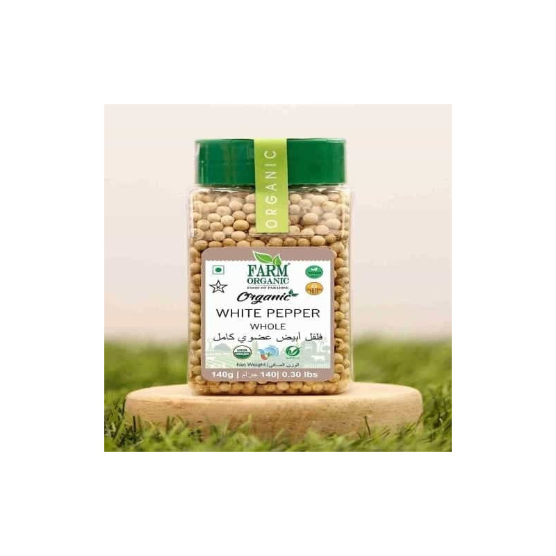 Farm Organic Gluten Free White Pepper Whole - 140 g