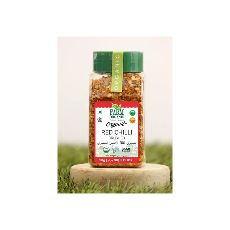 Farm Organic Gluten Free Red Chili Crushed/ Chilli Flakes, 90g