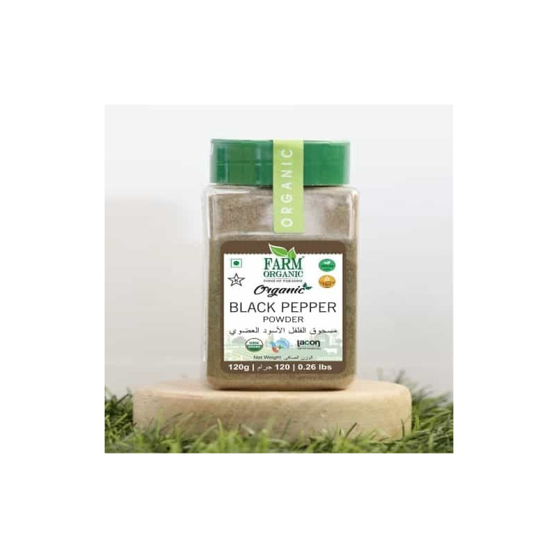 Farm Organic Gluten Free Black Pepper Powder - 120g