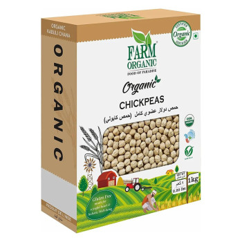 Farm Organic Gluten Free Dollar Chickpeas Whole (Kabuli Chana) - 1 Kg