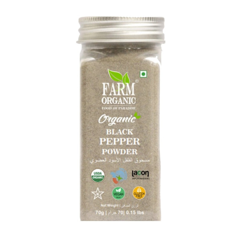 Farm Organic Gluten Free Black Pepper Powder - 70g