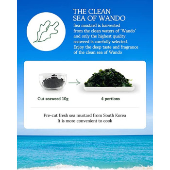 Kwnagcheonkim Eogachan Pre-cut Sun-dried Sea Mustard Seaweed (80g, 32 portions) Wakame For Soup Salad, 100% Natural Sea Vegetable