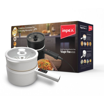 Impex Electric Multi Functional Pan (Magic Pan WS18), Multi Purpose Electric Cooking Pan, White