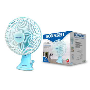 Sonashi 7 Inch 3 In 1 Clip, Desk and Wall Fan, White