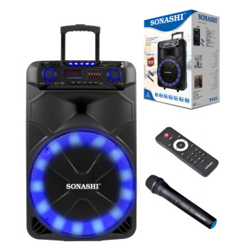 Sonashi 15" Rechargeable Trolley Speaker SPS-7915RT, Black