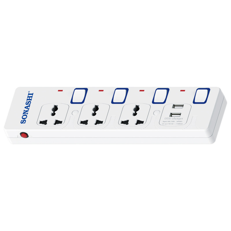 Sonashi 3 Way Extension Socket With Usb SES-904U