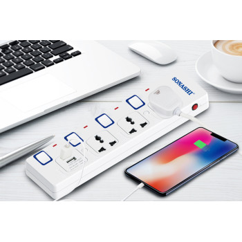 Sonashi 3 Way Extension Socket With Usb SES-904U