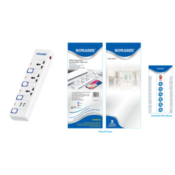 Sonashi 3 Way Extension Socket With Usb SES-904U