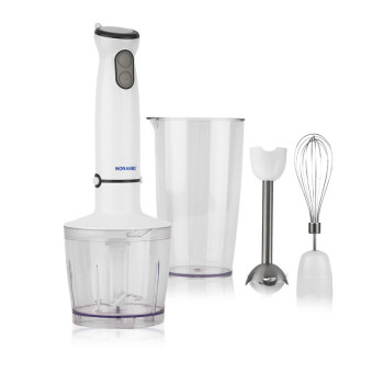 Sonashi 4-In-1 Hand Blender Set With Chopper/Calibrated Beaker And Wisk 600 Ml 400 W SHB-184JCW