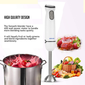 Sonashi 4-In-1 Hand Blender Set With Chopper/Calibrated Beaker And Wisk 600 Ml 400 W SHB-184JCW
