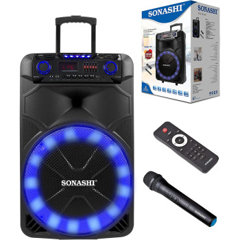 Sonashi 15" Rechargeable Trolley Speaker SPS-7915RT, Black