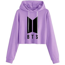 FUNKY MONKEY Women's Regular BTS Purple Cropped Hoodie