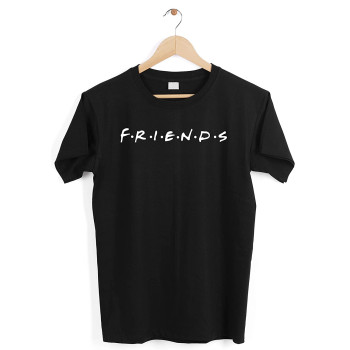 Mens Cotton Friends Black T Shirt