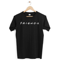 Mens Cotton Friends Black T Shirt