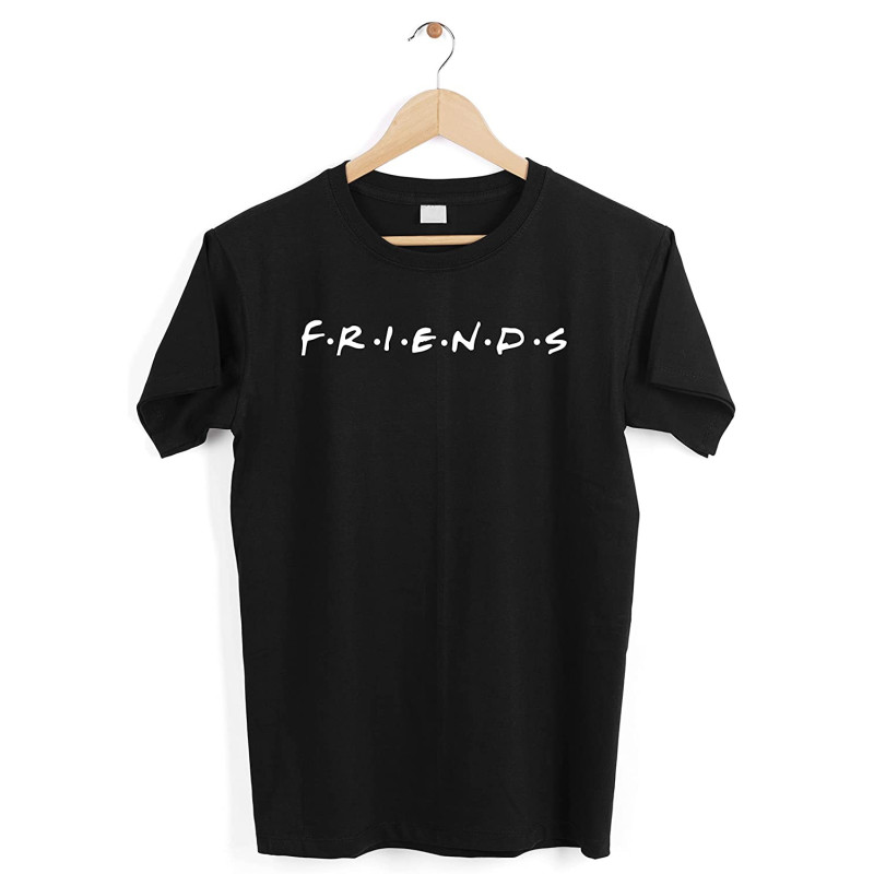Mens Cotton Friends Black T Shirt