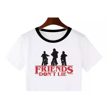 Crop Top--- Friends Stranger Things---cuello C/negro