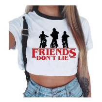 Crop Top--- Friends Stranger Things---cuello C/negro