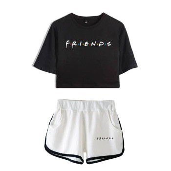Friends Two Piece Set TV Show I'll Be There for You Summer New Sexy Cotton T-shirt, Tracksuit