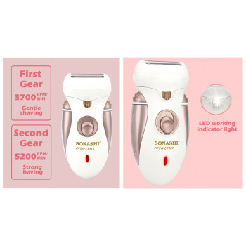 Sonashi 3 In 1 Rechargeable Epilator, Shaver & Trimmer (SLD-824) (WHITE-ROSE GOLD)