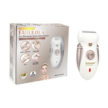 Sonashi 3 In 1 Rechargeable Epilator, Shaver & Trimmer (SLD-824) (WHITE-ROSE GOLD)