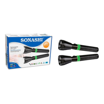 Sonashi Rechargeable Led Torch, 2Pcs Combo Pack (SLT-1010)
