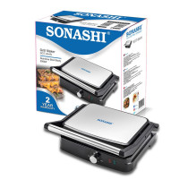 Sonashi 2000W Contact Grill/ 4Slice Sandwich & Panini Maker (SGT-854N) (BLACK-SILVER        )