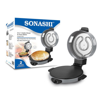 Sonashi 1800W 2 In 1 Arabic Bread & Pizza Maker (SABM-863) (Silver)