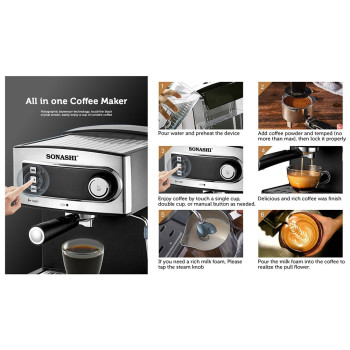 Sonashi All In One Coffee Maker Touch Button- 850W (SCM-4965)