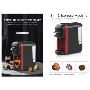 Sonashi 3 In 1 Multi-Function Espresso Coffee Machine (SCM-4969) (Black-Red)