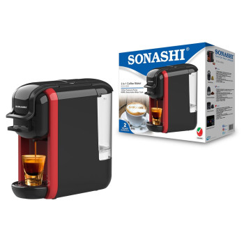Sonashi 3 In 1 Multi-Function Espresso Coffee Machine (SCM-4969) (Black-Red)