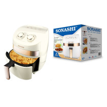 Sonashi Manual Air Fryer 1000W (SAF-320) (WHITE-GOLD)