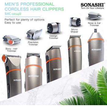 SONASHI 7 In 1 Rechargeable Hair Clipper Set, Metallic Gray (SHC-1014U)