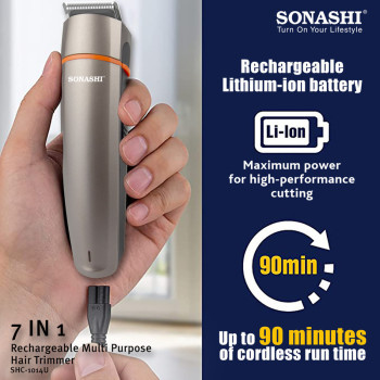 SONASHI 7 In 1 Rechargeable Hair Clipper Set, Metallic Gray (SHC-1014U)