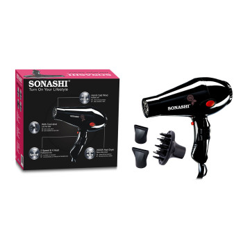 SONASHI Hair Dryer 2000 Watts With Diffusser, Black (SHD-3013)