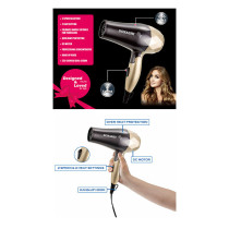 SONASHI Portable Mini Foldable Travel Hair Dryer 1200W, Gold-Black (SHD-5008)