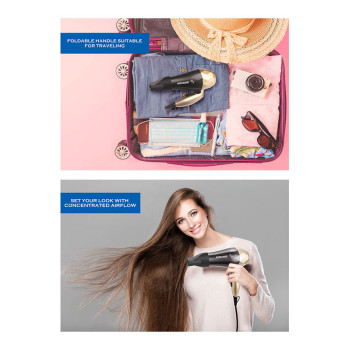 SONASHI Portable Mini Foldable Travel Hair Dryer 1200W, Gold-Black (SHD-5008)