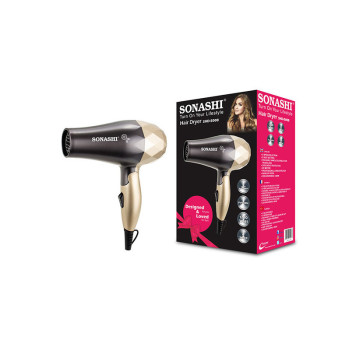 SONASHI Portable Mini Foldable Travel Hair Dryer 1200W, Gold-Black (SHD-5008)