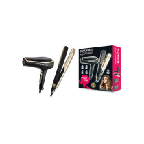SONASHI Portable Travel Hair Dryer & Straightener Set, Gold-Black (SBS-500)