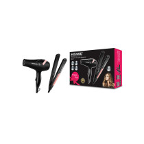 SONASHI Portable Travel Hair Dryer & Straightener Set, Black-Peach (SBS-600)