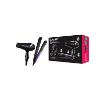 SONASHI Portable Travel Hair Dryer & Straightener Set, Black-Purple (SBS-600)